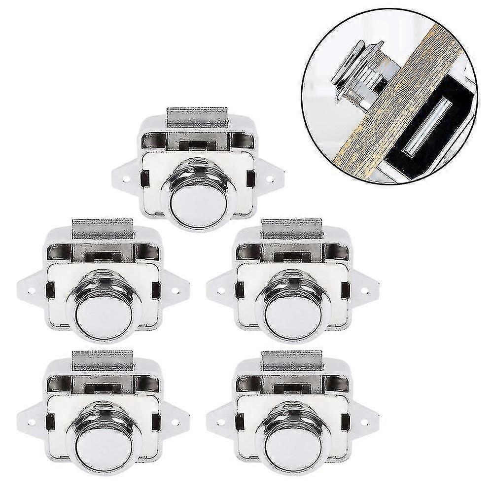 5 Pcs Push Button Catch Door Lock Keyless Cabinet Lock For Cabinet
