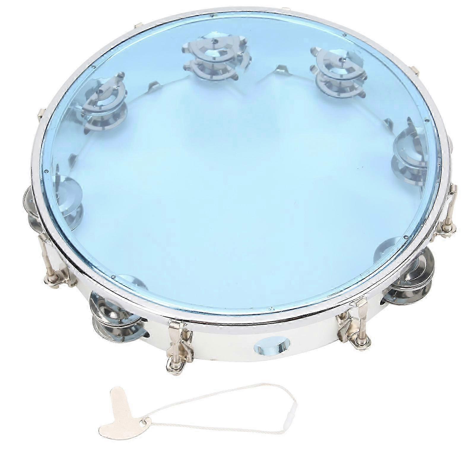 25-26 MBAT Tambourine Adjustable Double Row 10in Percussion Jingles Instrument for PartyBlue