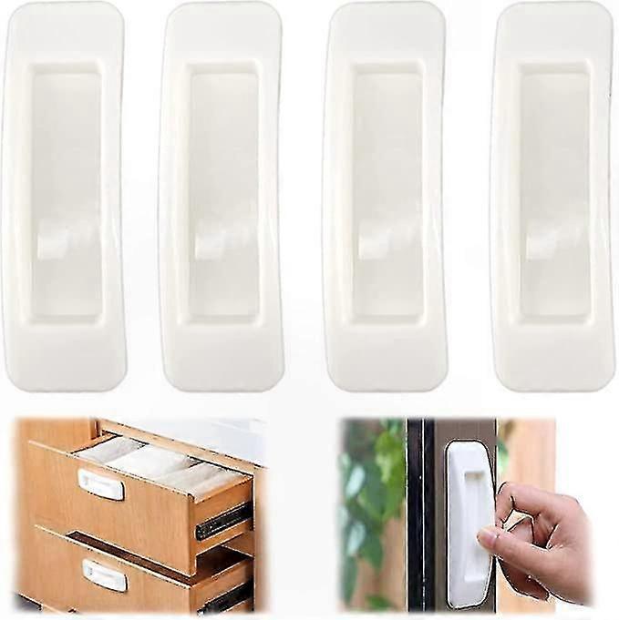 4-Pack Self-Adhesive Drawer Handles for Cabinets and Windows, Easy-to-Install Instant Pull Aids for Convenient Access