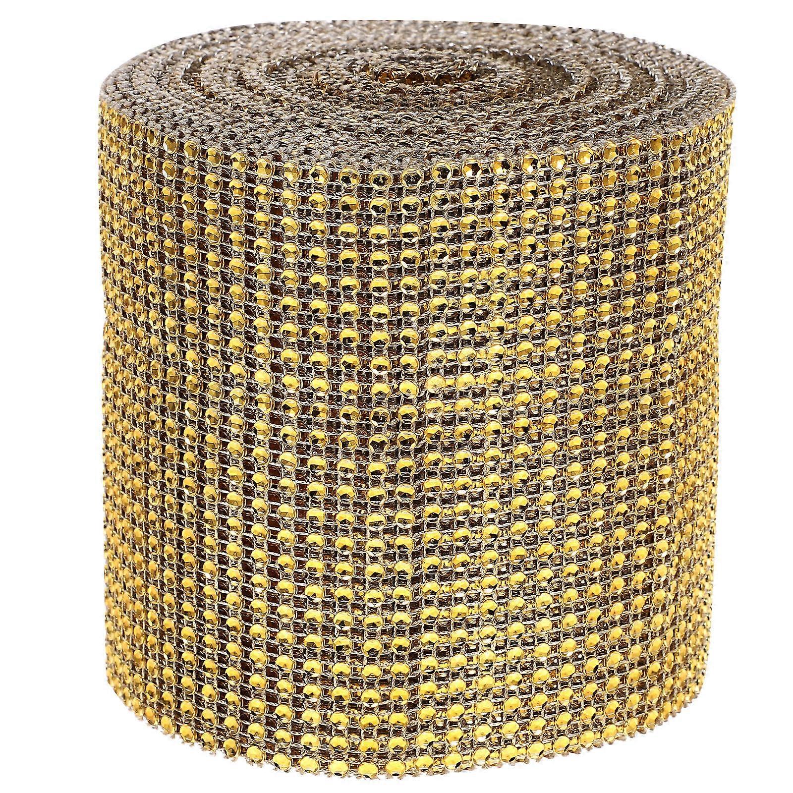 Golden Rhinestone Ribbon Roll for Arts Craft 4 Rolls Sparkling Wrap