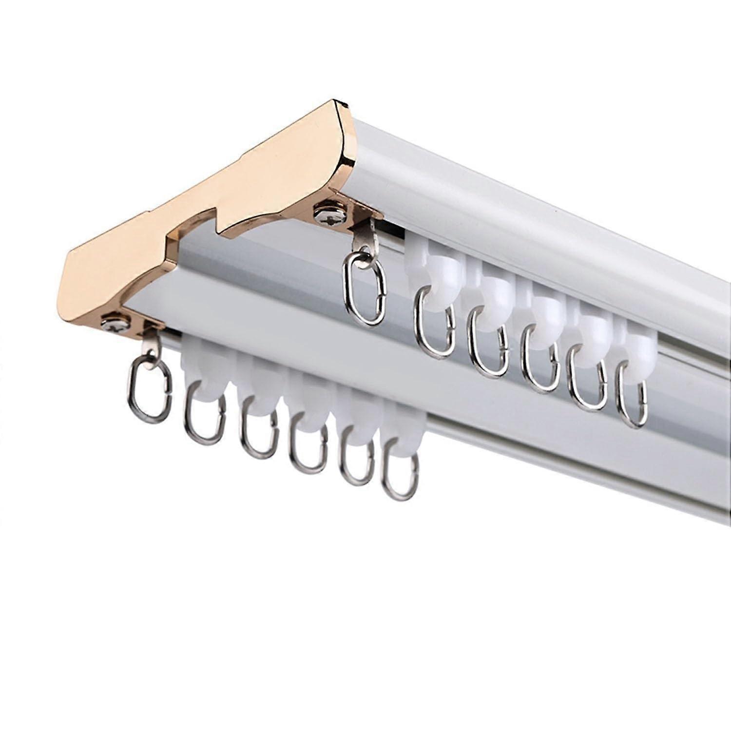 Ceiling Mounted Curtain Track System 350cm White for Room Dividers and Bay Windows, Smooth Silent Operation