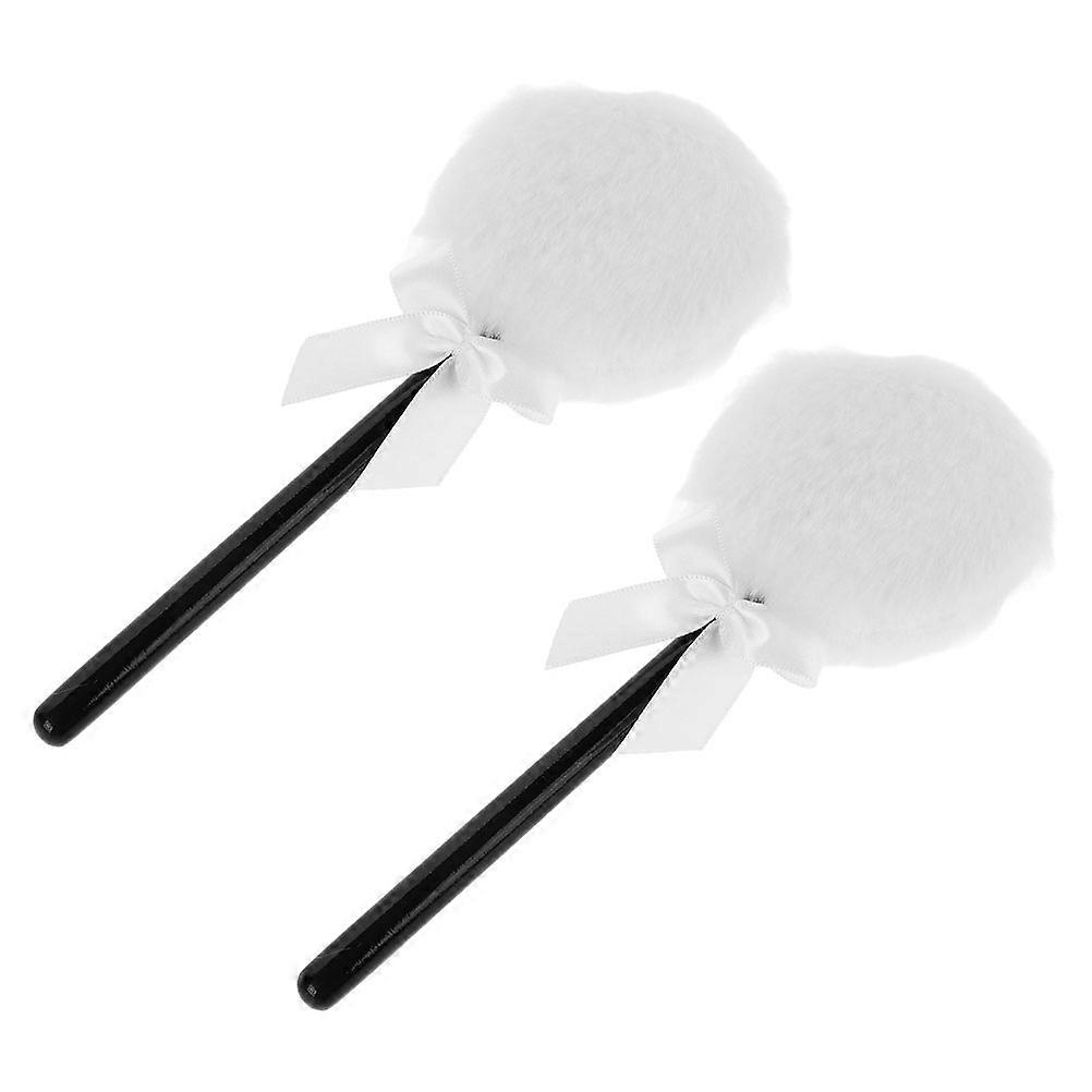 Cosmetic Puff Fluffy Powder Puff for Face with 2Pcs Soft Long Handle Makeup