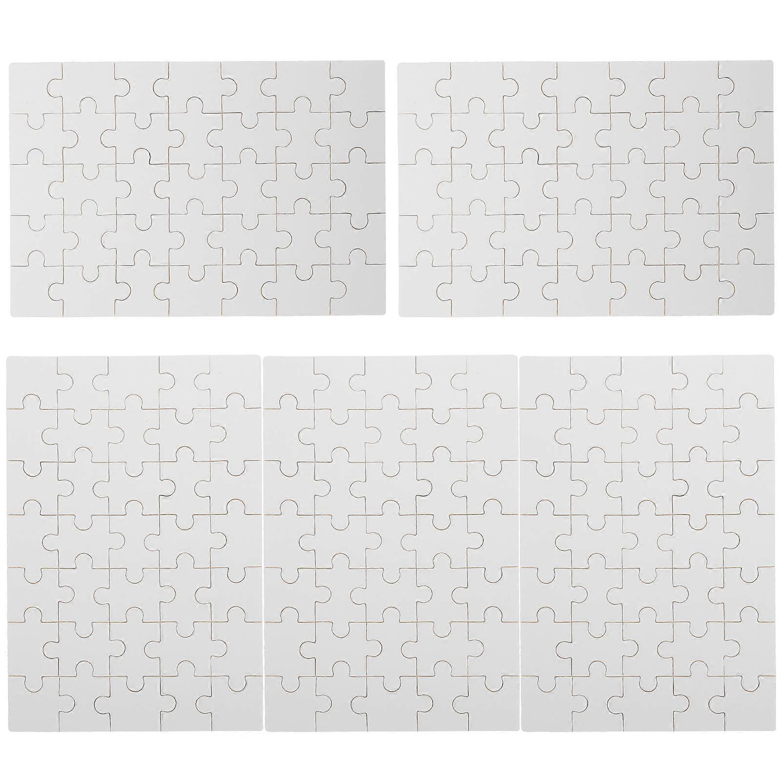 Termotransferpusselbitar för duschar, trä, vit, värmepress, 5 set