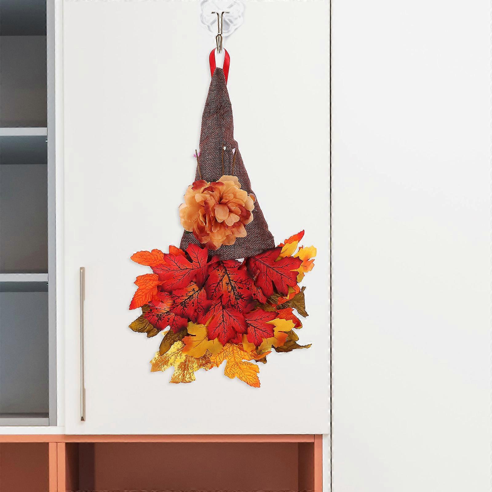 Fall Gnome Door Wreath Maple Leaf Decor for Thanksgiving Door