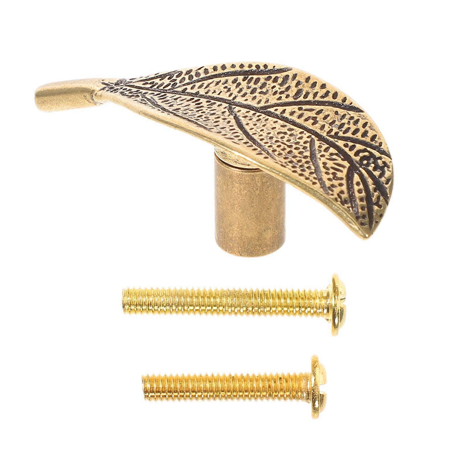 Farmhouse Cabinet Knobs: Rustic Drawer Knobs with Leaf Design - Single Hole Solid Brass Cabinet Pulls for Kitchen Dresser Cupboard Drawer Closet