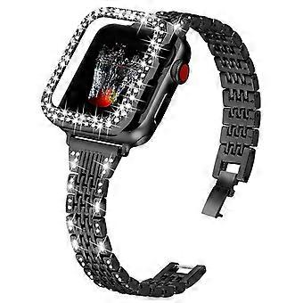 7 Beads Stainless Steel Watch Band Strap + Protective Case Replacement for Apple Watch Series 3/2/1 
