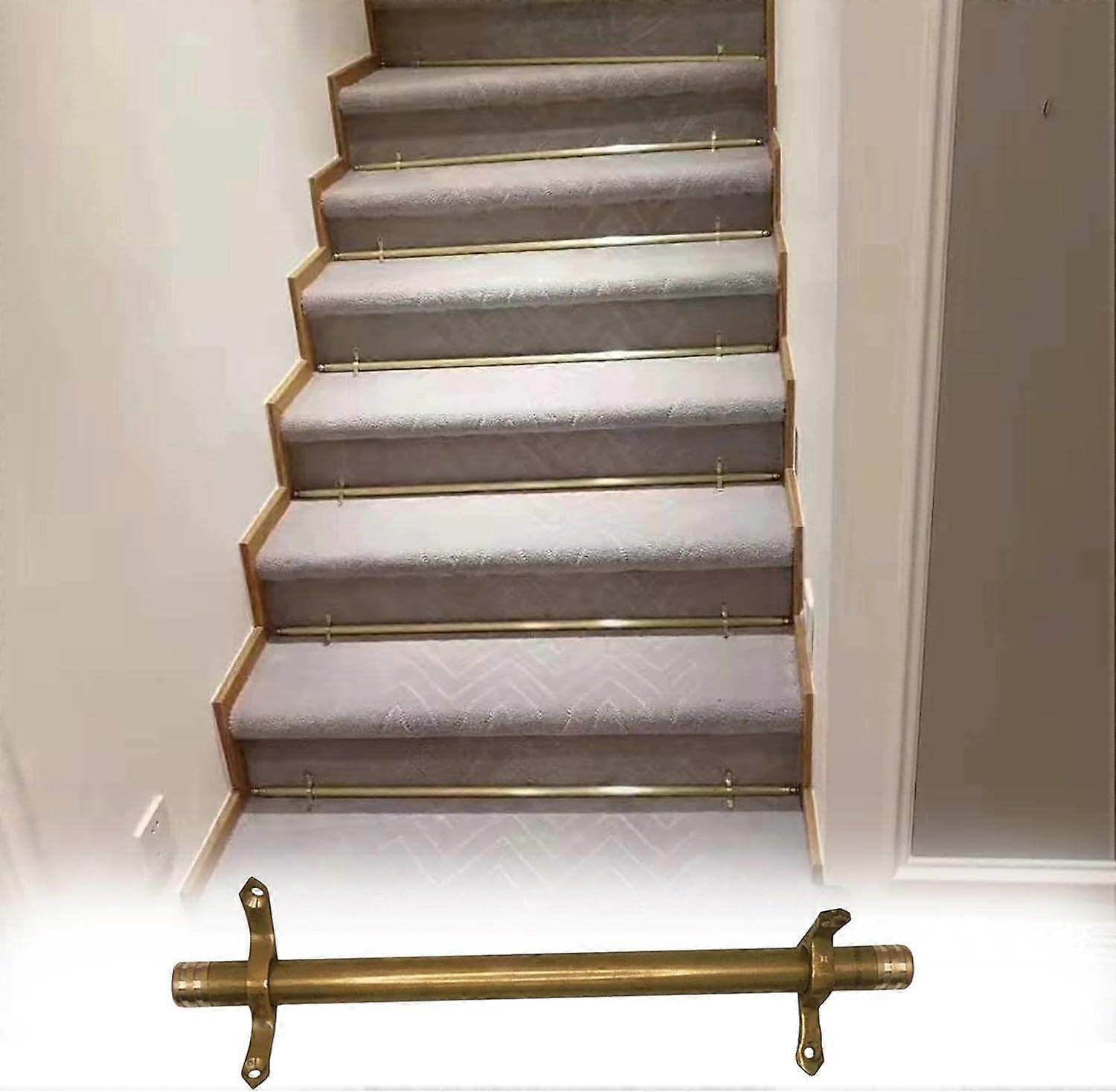 Stair Carpet Rods Brass 15pcs 51cm Decorative Runner Holders with Brackets Easy Install