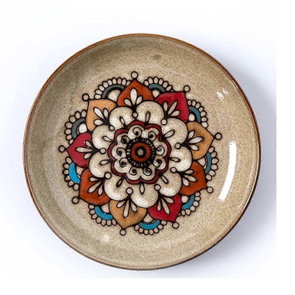 Ceramic Dinner Plate Round Porcelain Deep Dish with HandPainted Floral Design for Kitchen