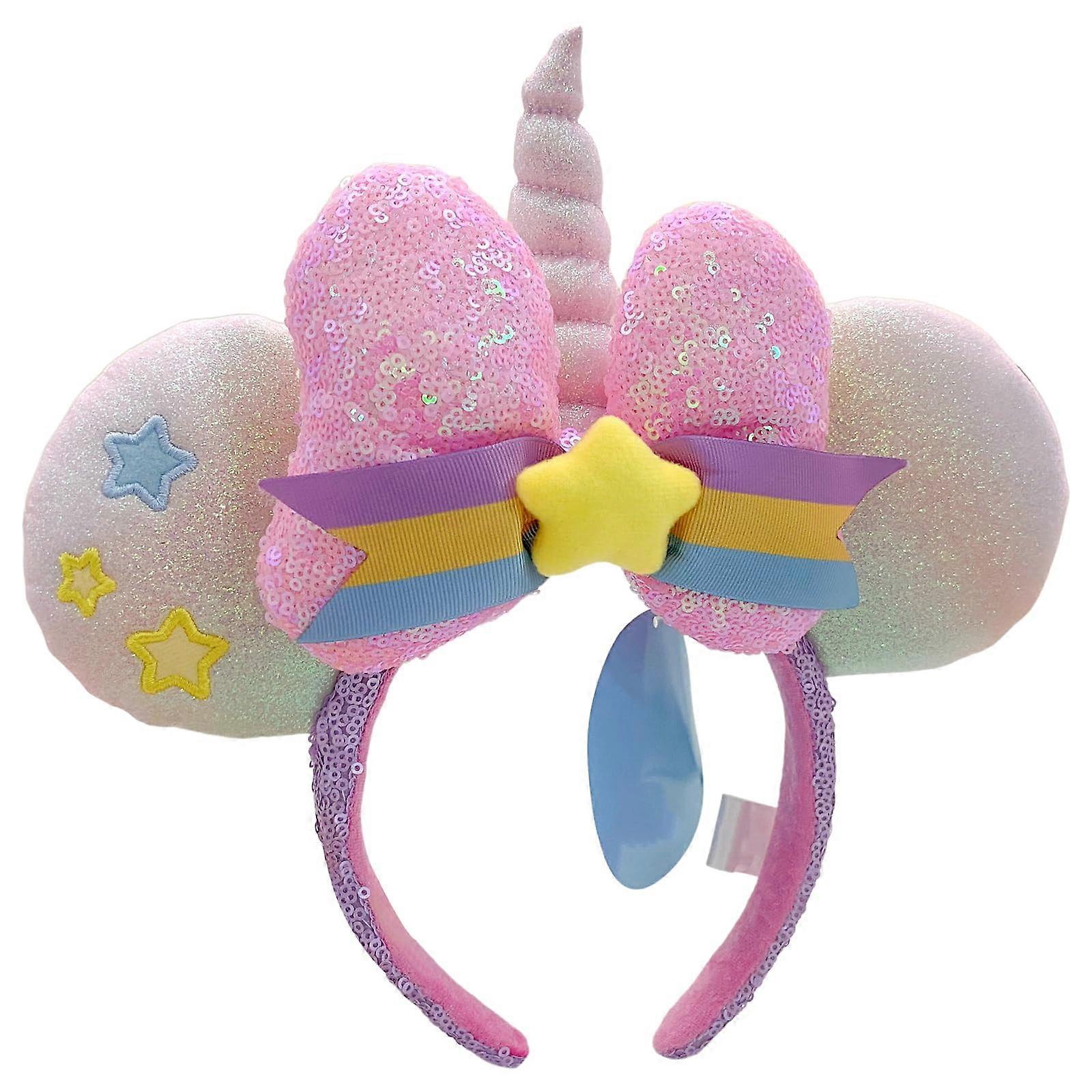 Mouse Ears Headband with Shiny Sequin Bow, Comfortable Fit, Style Party Accessory