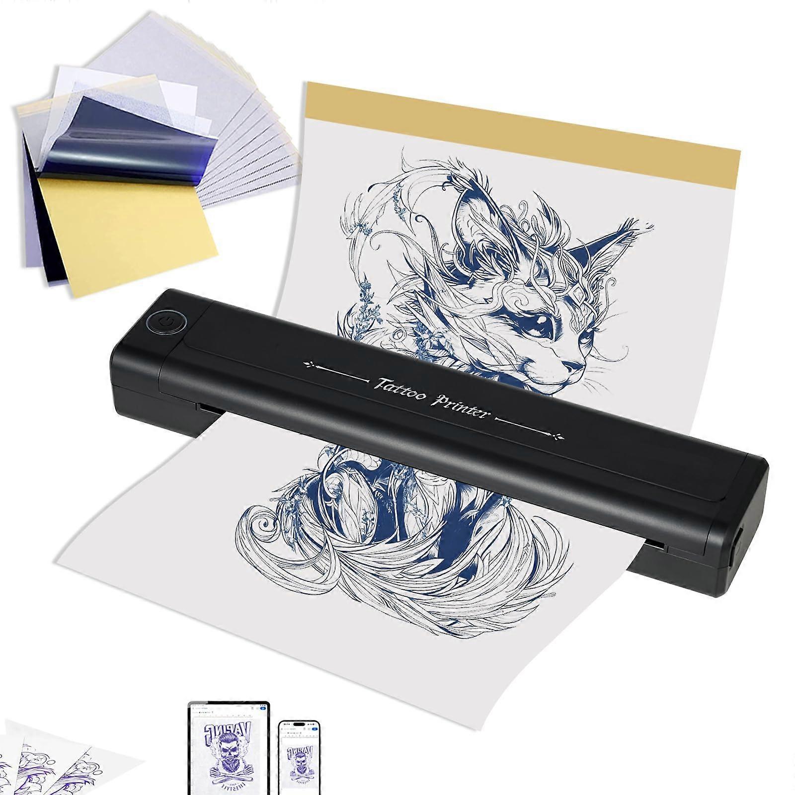Bluetooth Tattoo Stencil Printer with 10 Transfer Papers, Resolution Thermal Copier for Artists and Beginners