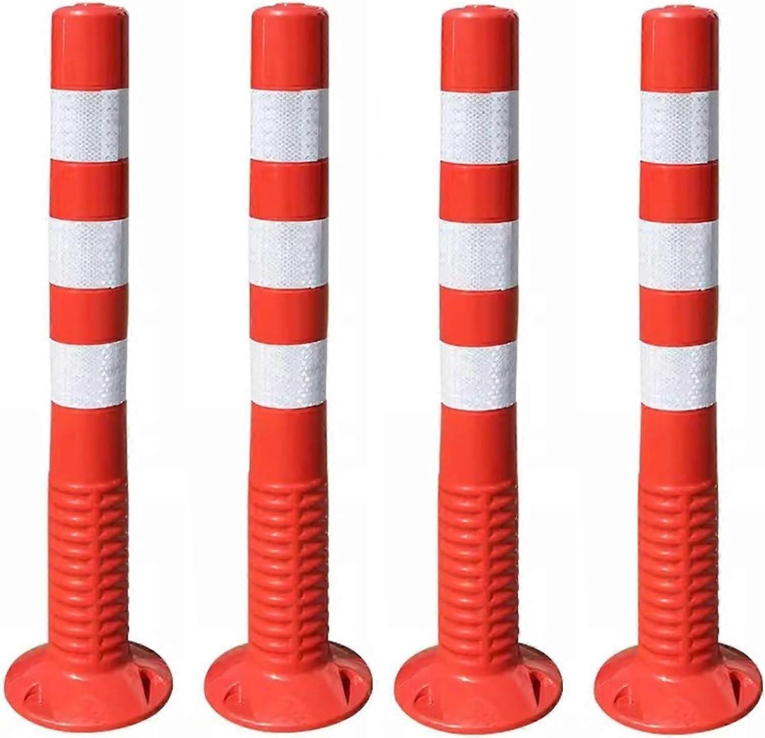 Reflective Traffic Cones and Heavy Duty Fixed Parking Bollards, 4pcs Stackable Road Cones for Control