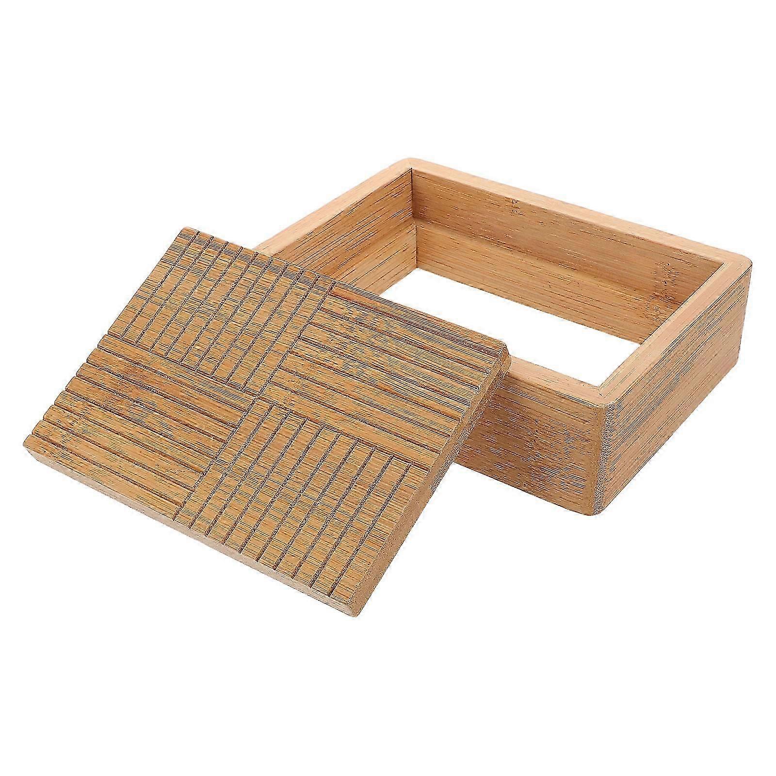Bamboo Soap Dish Holder for Soap Holding Rectangular Tray 3Pcs Set