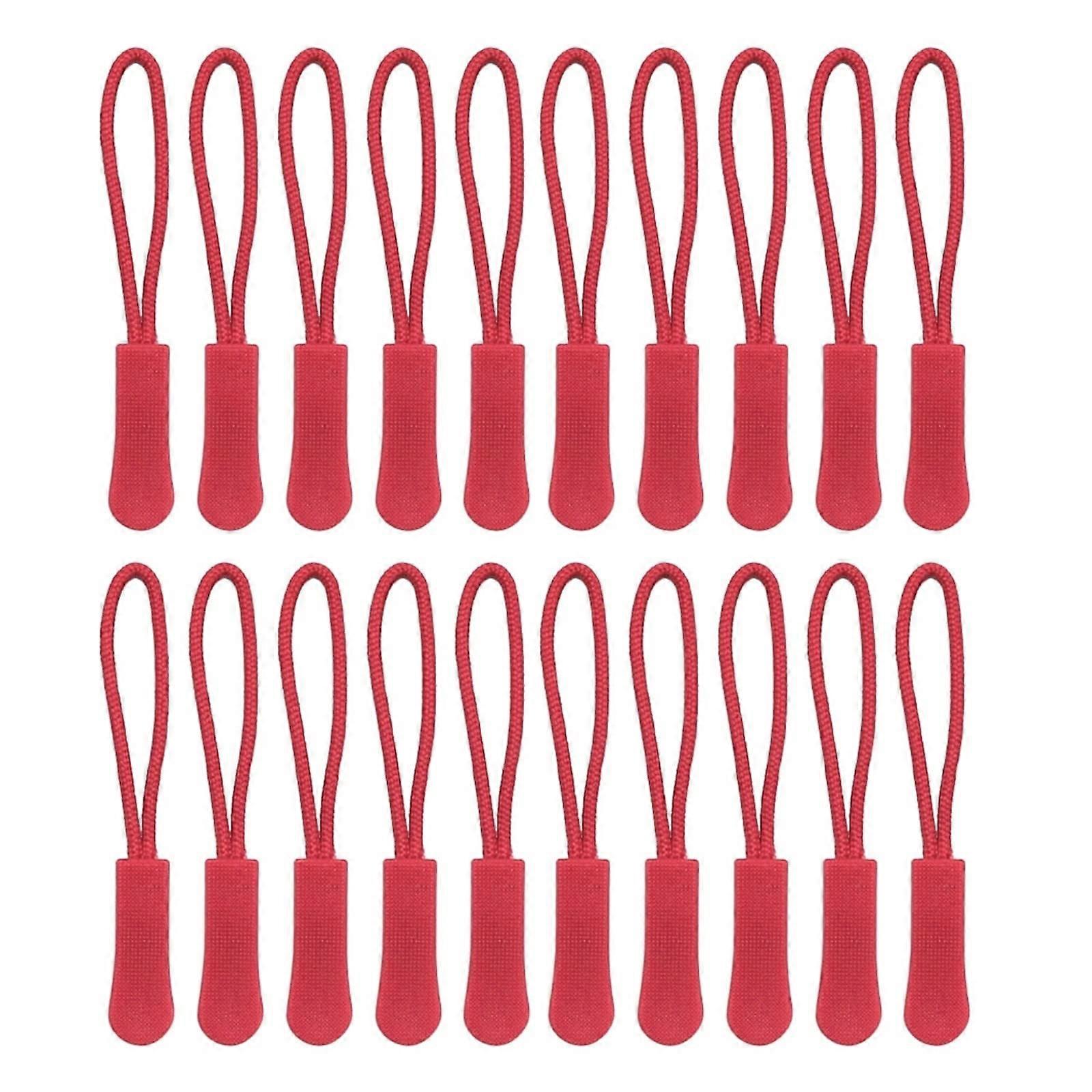 Zipper Pull Replacement 20 Pack Red Durable Nylon Cord with NonSlip Grip for Jackets and Backpacks