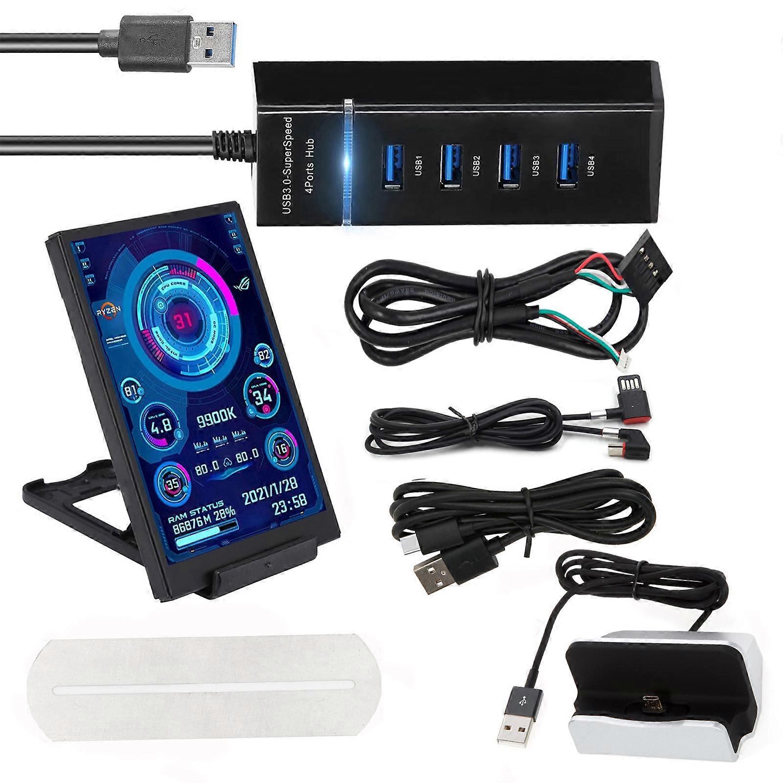 Moniteur secondaire USB-C 5 pouces avec indicateur de température, multicolore