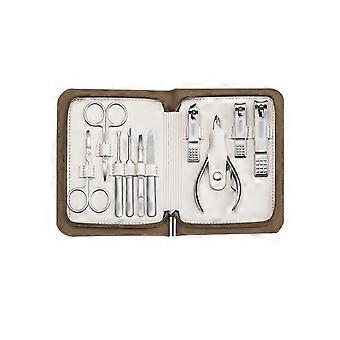 Nail Clipper Set Stainless Steel Manicure Pedicure Kit with Precision Cutting Edges in Brown