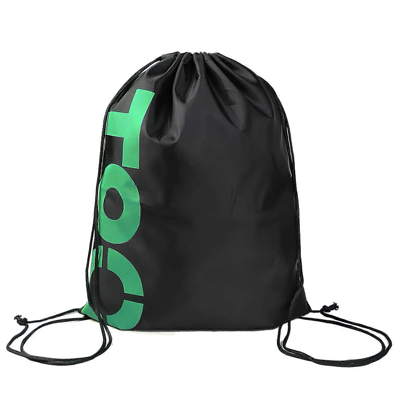 Drawstring Gym Bag Black Waterproof Backpack for Sports, Swimming, Travel, Adults and Kids