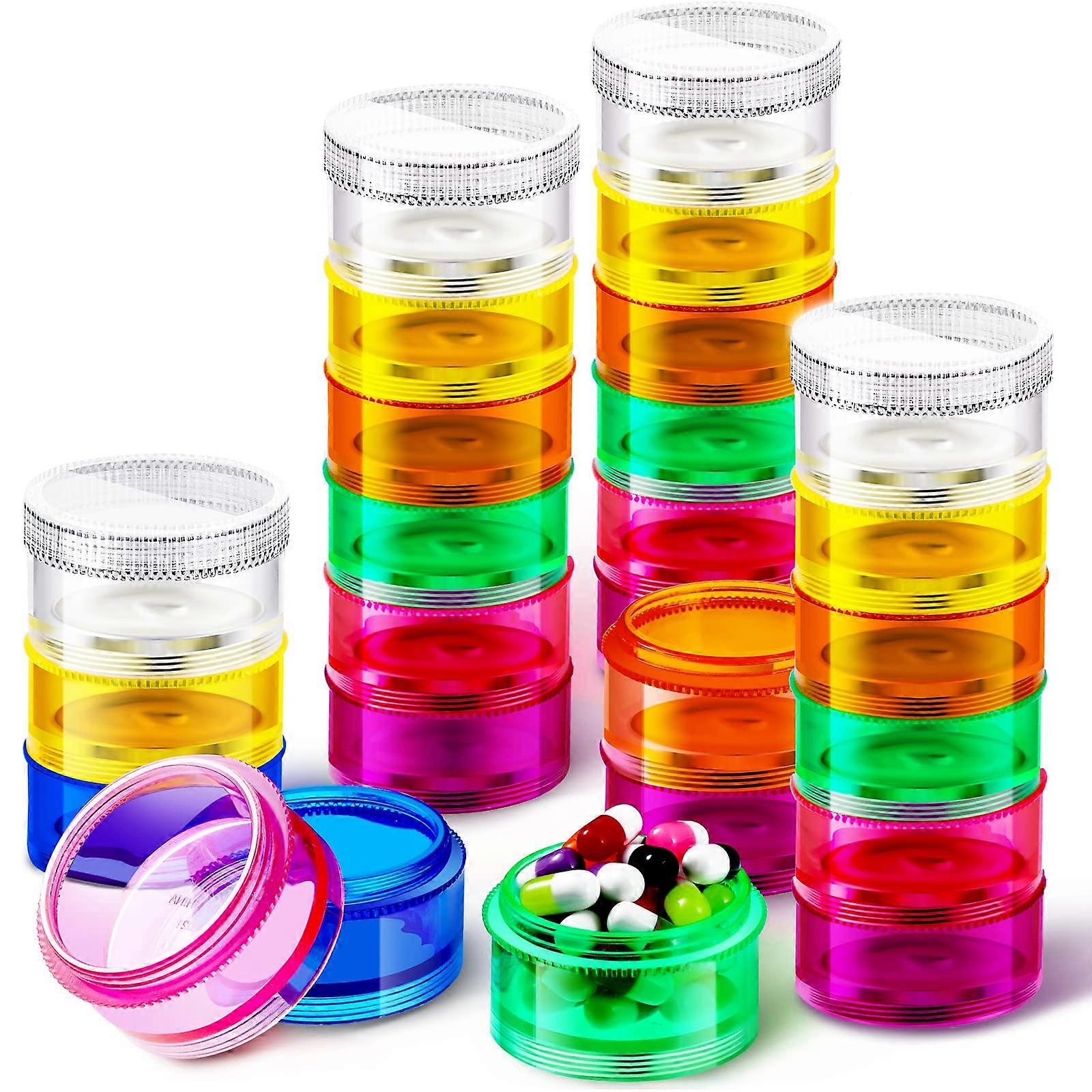 Weekly Pill Organizer 7 Day Stackable Pill Box with Large Capacity BPA Travel Storage Case 4 Sets