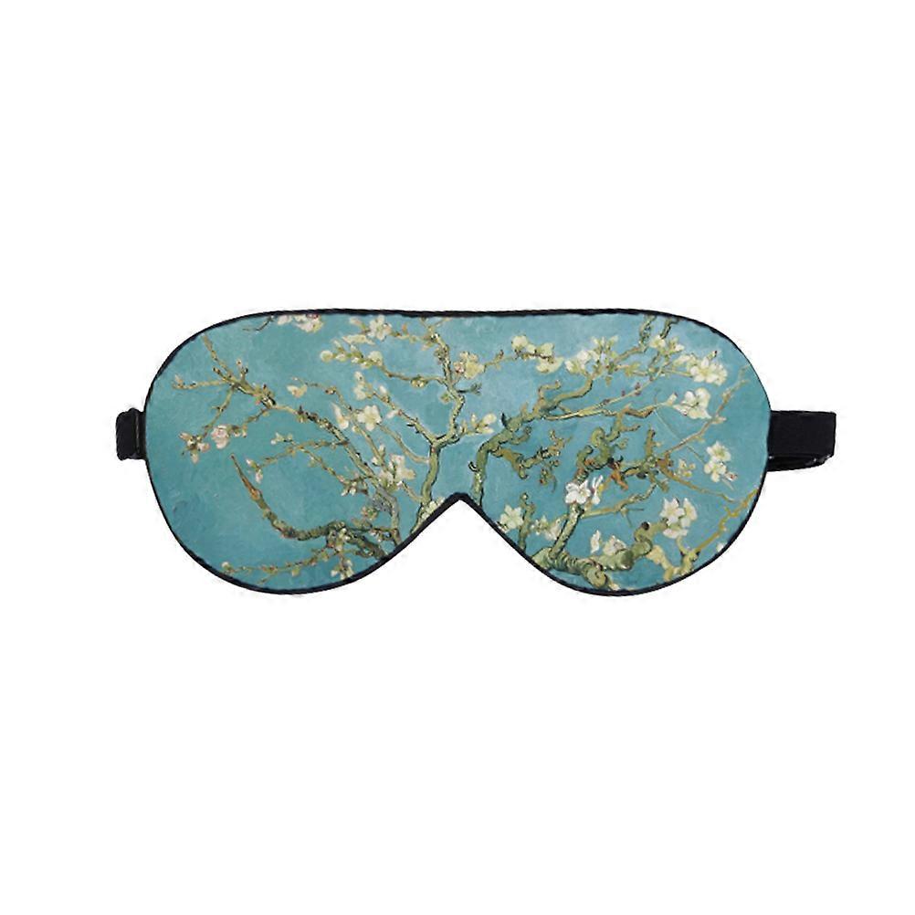 Creative Eyeshade for Sleeping Use Silk Blindfold Green Flower Pattern Eye Patch