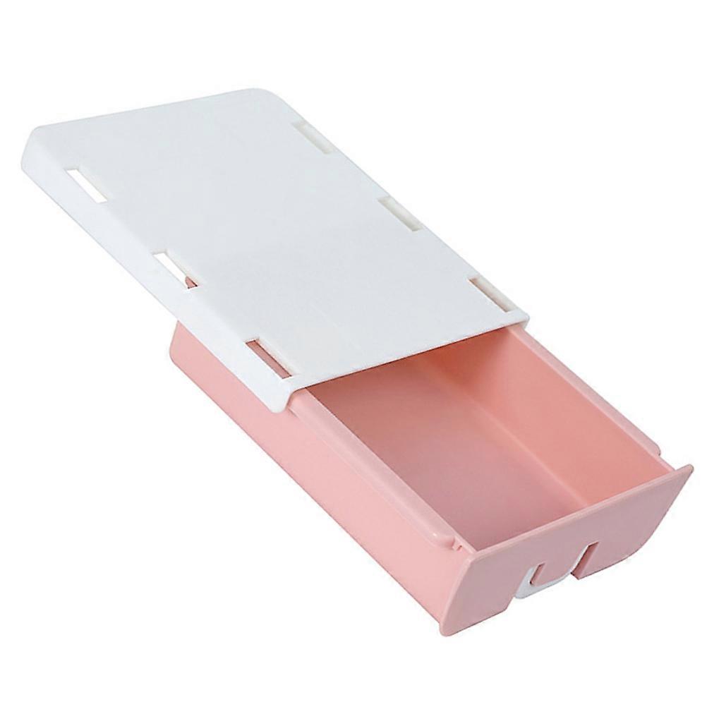 Under Desk Storage Box Plastic Drawer for Storage Use 2Pcs Pink Set