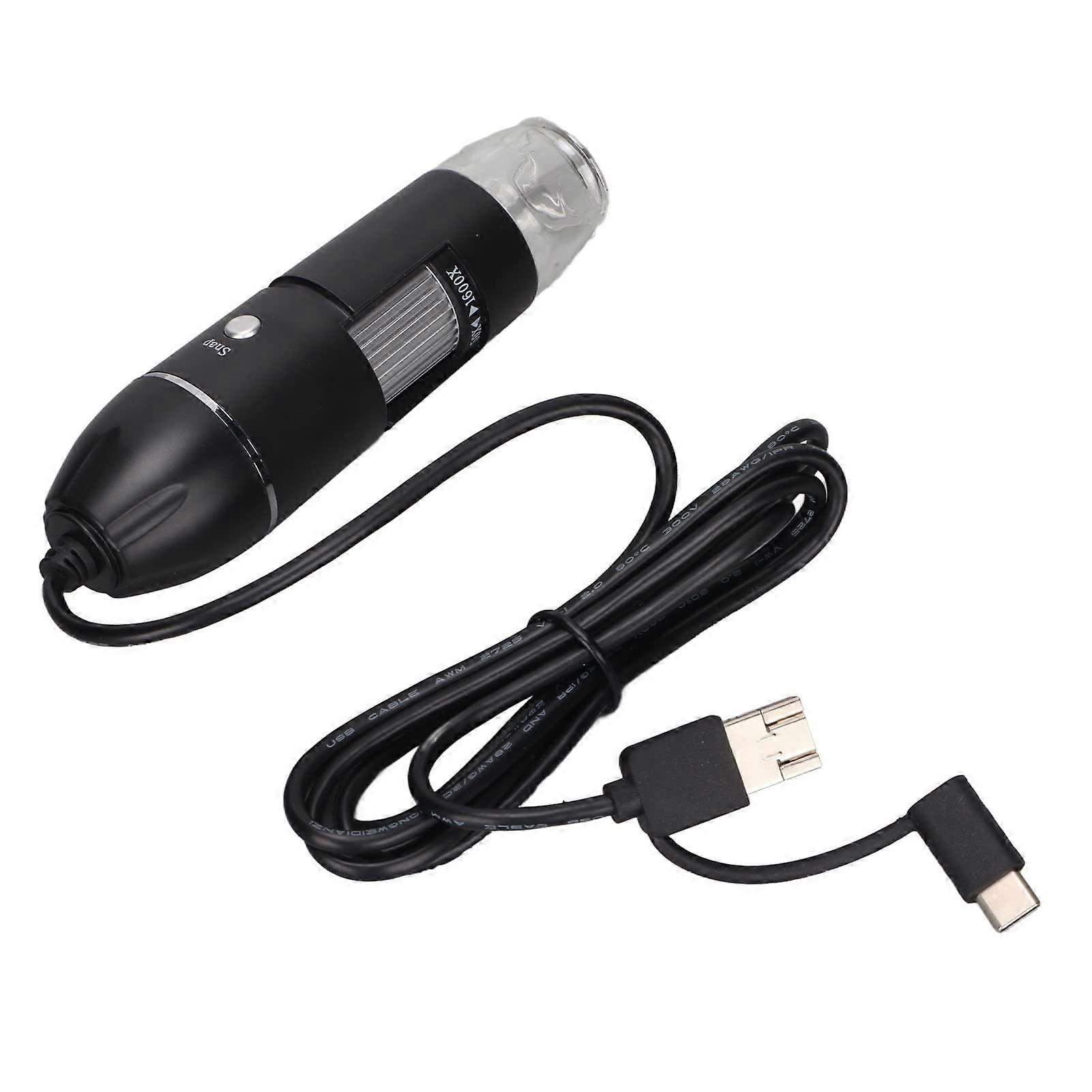 Digital USB Microscope 50X1600X  Magnification with Adjustable LED Light and Type C Connectivity