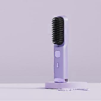 Spazzola lisciante senza fili 2025 - Ricaricabile tramite USB con display LCD e custodia da viaggio (viola)