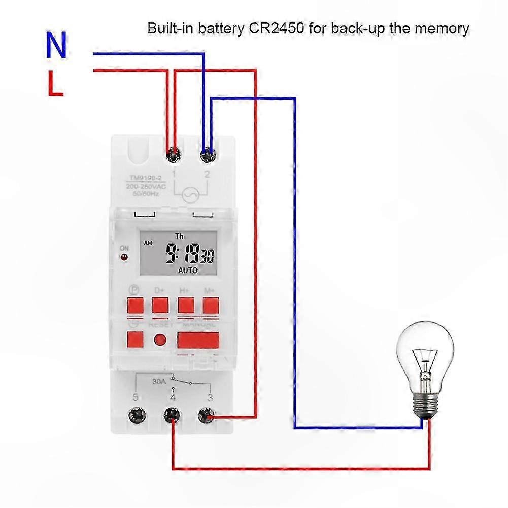 Digital Timer Switch 200-250V AC 30A 5000W LCD Display Control Panel