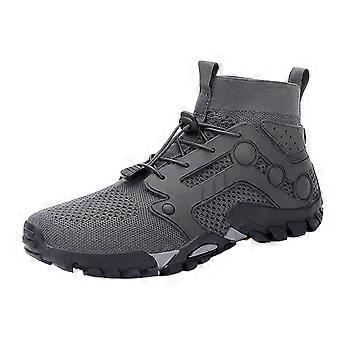 Grijze herensneakers, outdoorschoenen, wandelschoenen, antislipschoenen voor heren, geschikt voor wandelen, werk, sport, zwemmen, waden, off-road en rivierwandelen.
