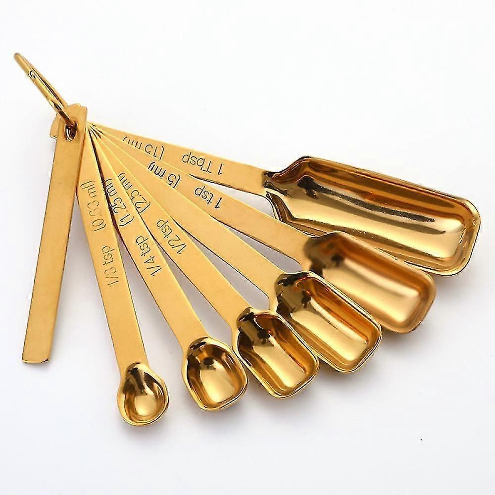 Gold Measuring Spoons Set, Stainless Steel, Rust Proof, for Baking/Cooking