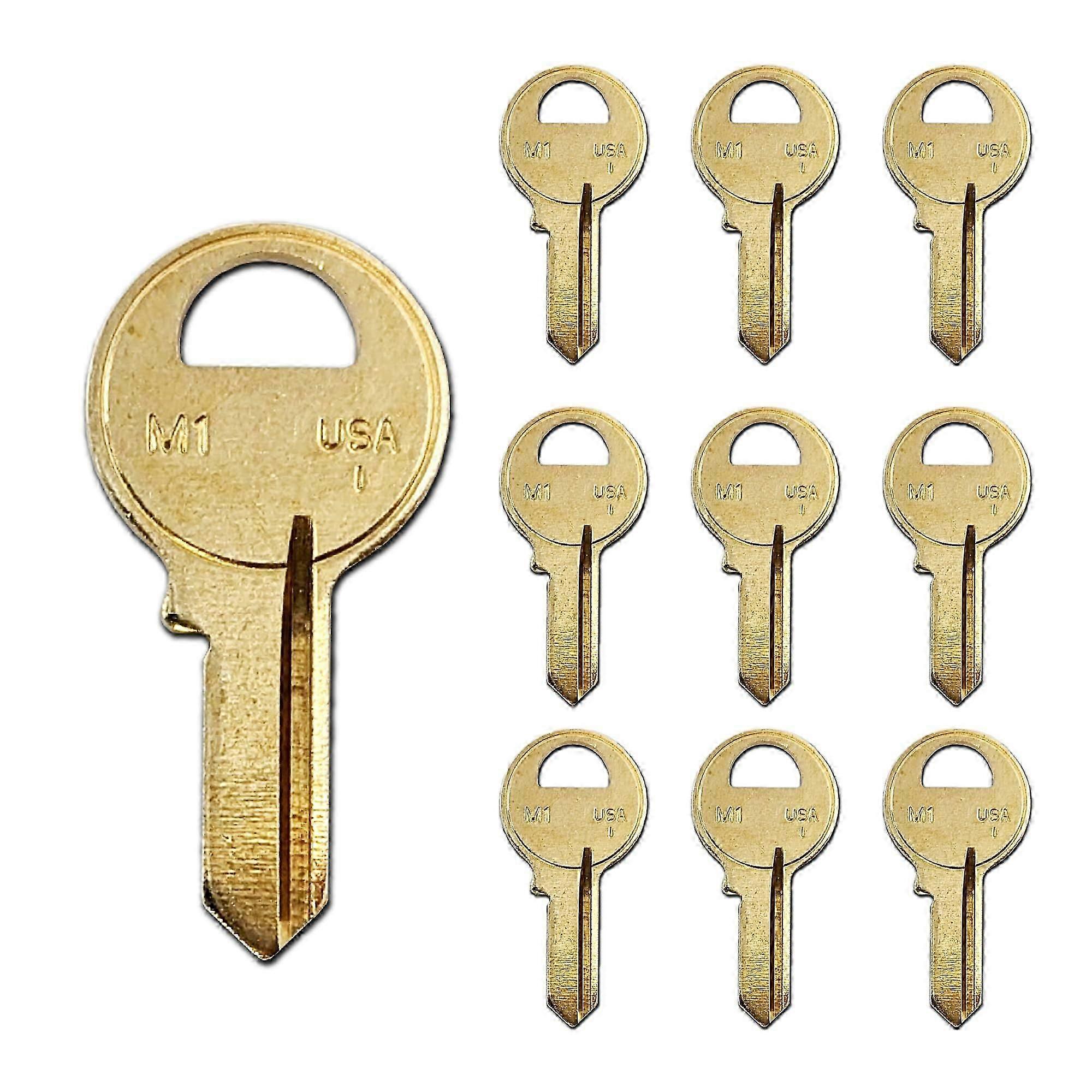 M1 Solid Brass Key Blanks, 10-Pack for Master Padlocks & Broad Lock Compatibility