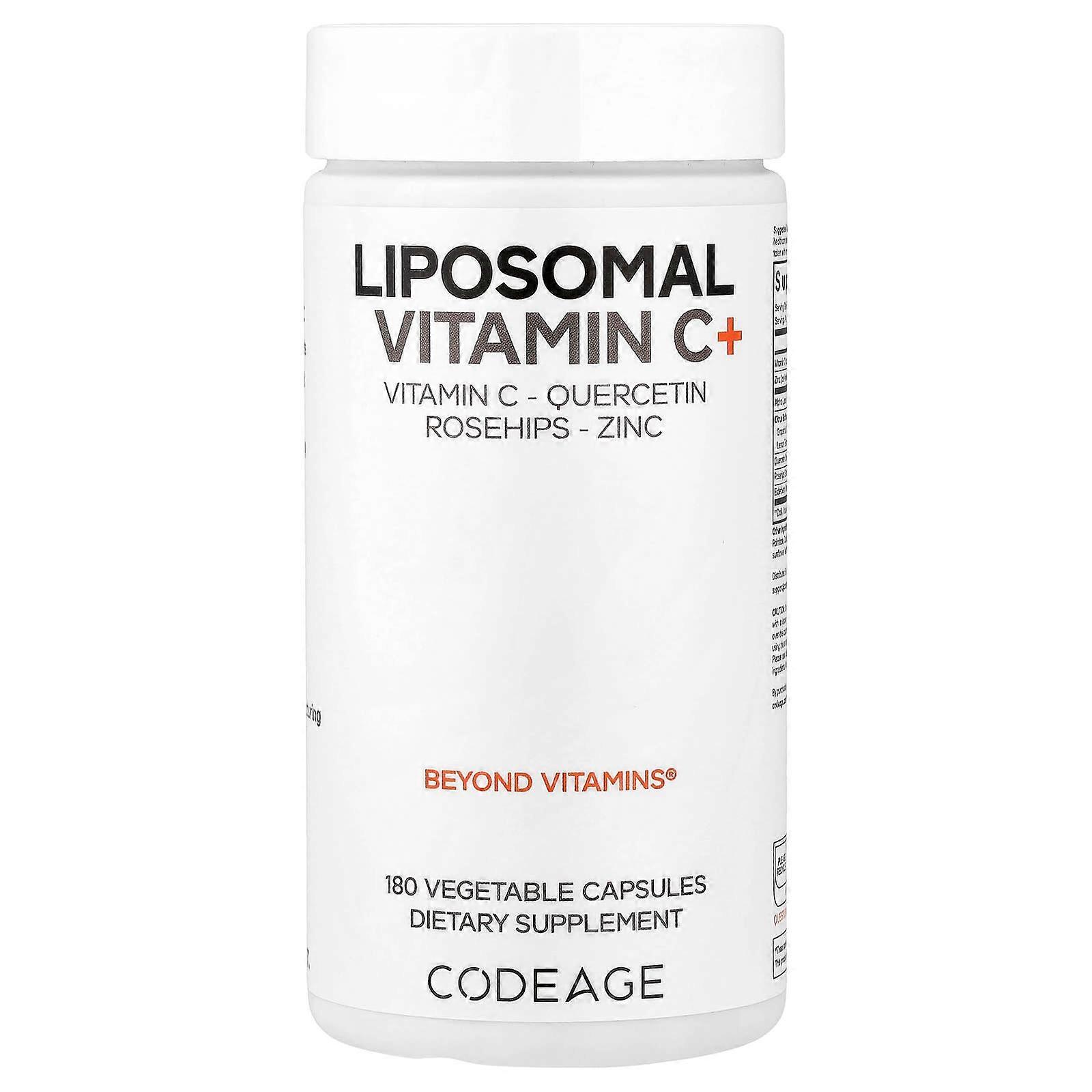 Codeage, Vitaminas, Vitamina C liposomal +, 180 cápsulas