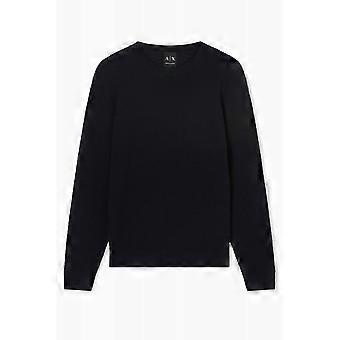 Men's Armani Exchange | Ax Xm002435 Af10454 Technical Fabric Waves Pattern Design Jumper - Dark Navy