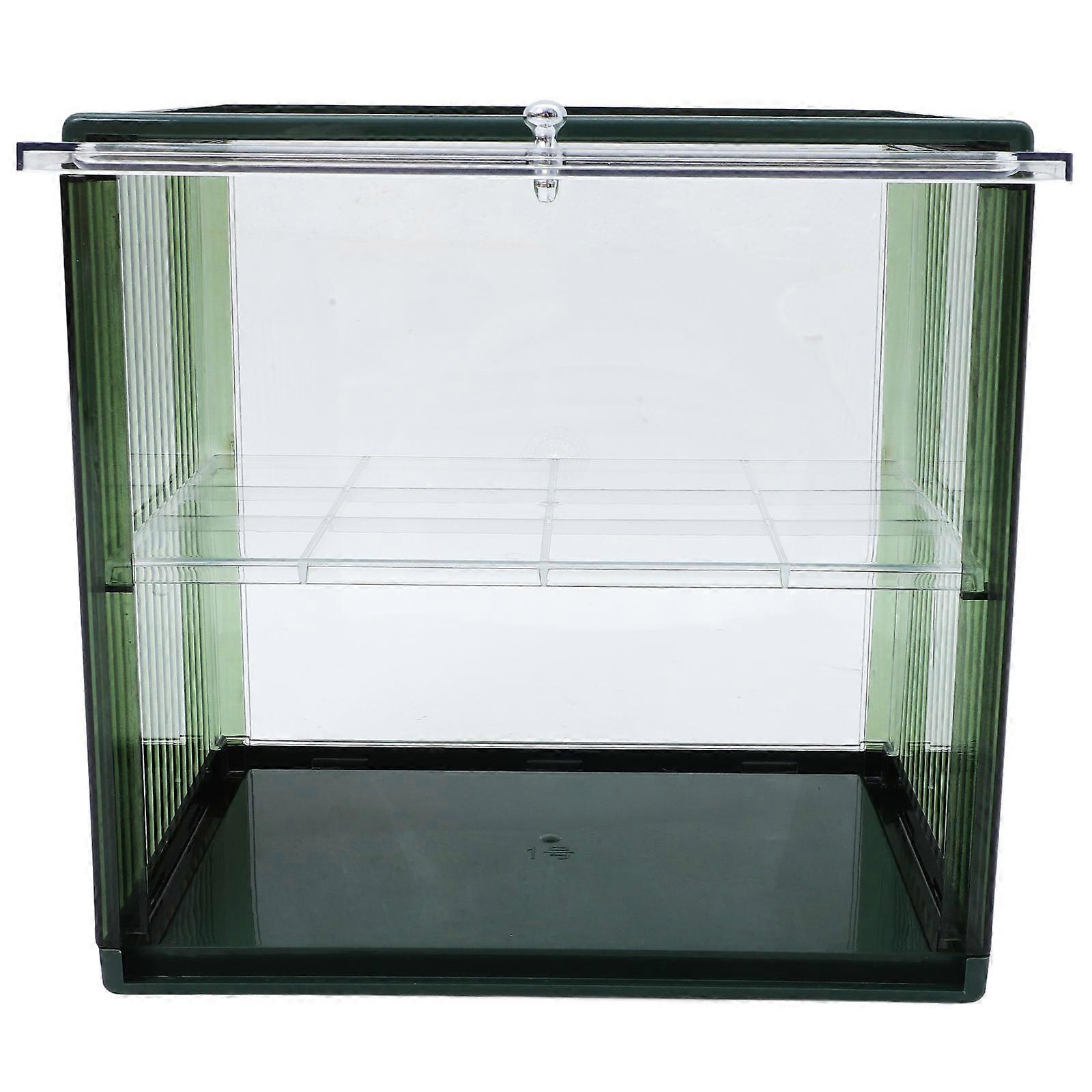 Bread Box Double-Layer Bread Storage Container for Kitchen Use with Transparent Green Plastic