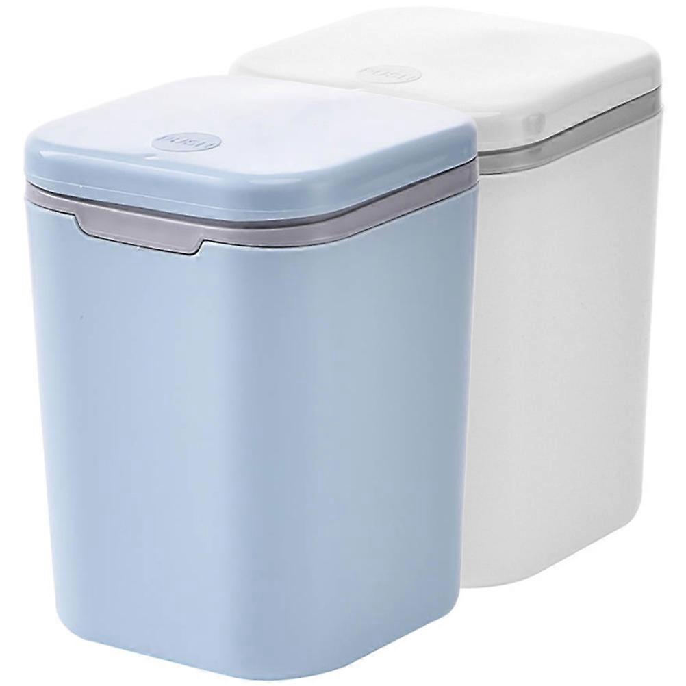 Mini Garbage Can Lidded Office Trash Bin for Desktop Use 2Pcs