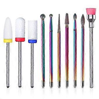 KINZON Embout Ponceuse Ongles, 10pcs#D Ensemble Foret Ongles Outils Salon Professionnelle, pour Manucure Pdicure Salon De Maison Utiliser