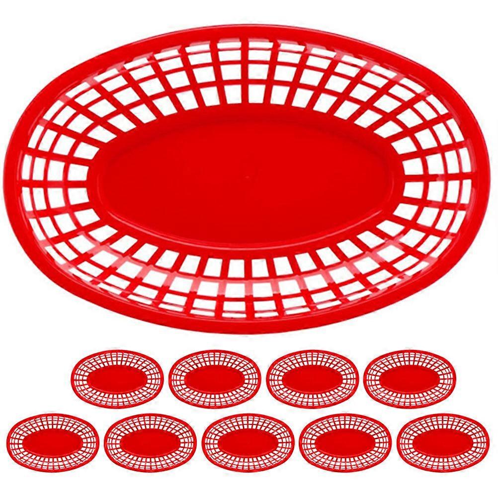 Snack Basket Red Container for Storage 10Pcs Bread Tray