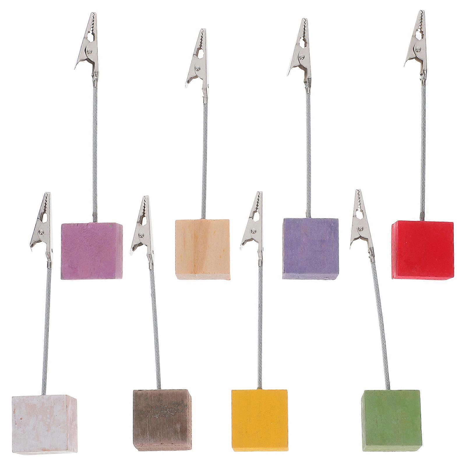 Photo Holder Pine Base Note Clip for Desk Use 8Pcs Assorted