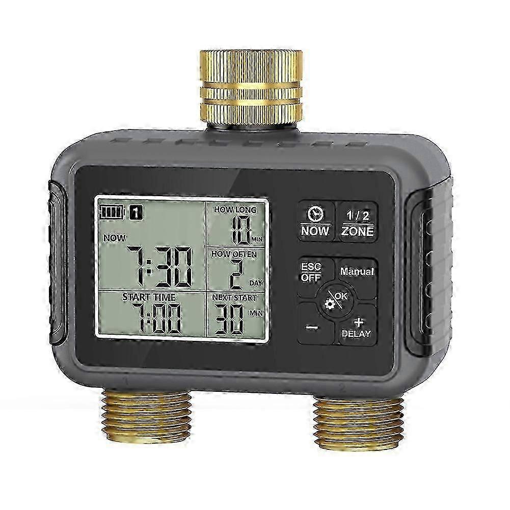 2-Zone Sprinkler Timer Programmable Garden Hose Timer Water-Saving Irrigation Controller compatible with Lawn Yard Drip Systems IPX5