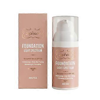 Siero fondotinta con protezione solare SPF 50, base trucco leggera a lunga durata, fondotinta idratante e coprente con protezione UV.