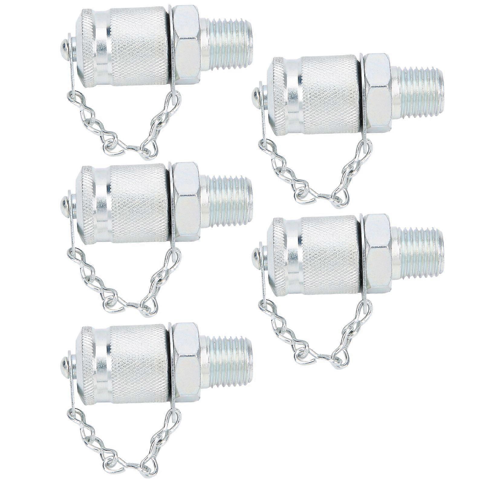 5Pcs Hydraulic Testing Adapter Thread Test Coupling Connectors Pressure Measuring PT/PPTNPT1/4