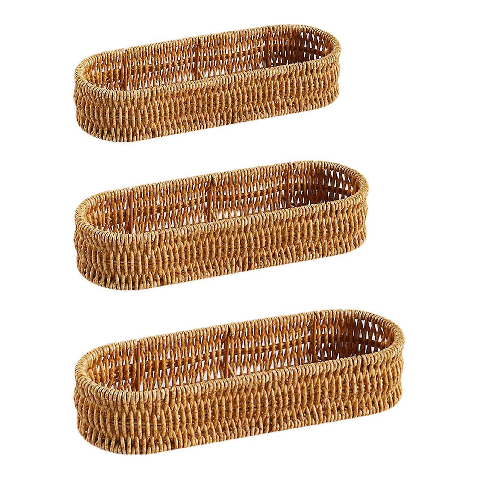 Storage Basket Handwoven, Decorative Stackable Serving Woven Bo Key Holder Rectangular Woven Fruit Basket compatible with Shelf,