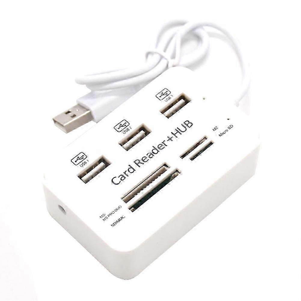 7 in 1 Portable Multi Function 3 Port USB HUB 2.0 Splitter Combo Card Reader Support TF SD M2 SDHC Card Read Write