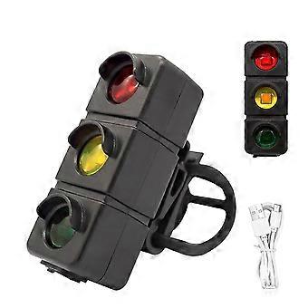 Fanale posteriore per bicicletta a forma di semaforo - 3 colori, ricaricabile tramite USB - per pedalare di notte 26-27