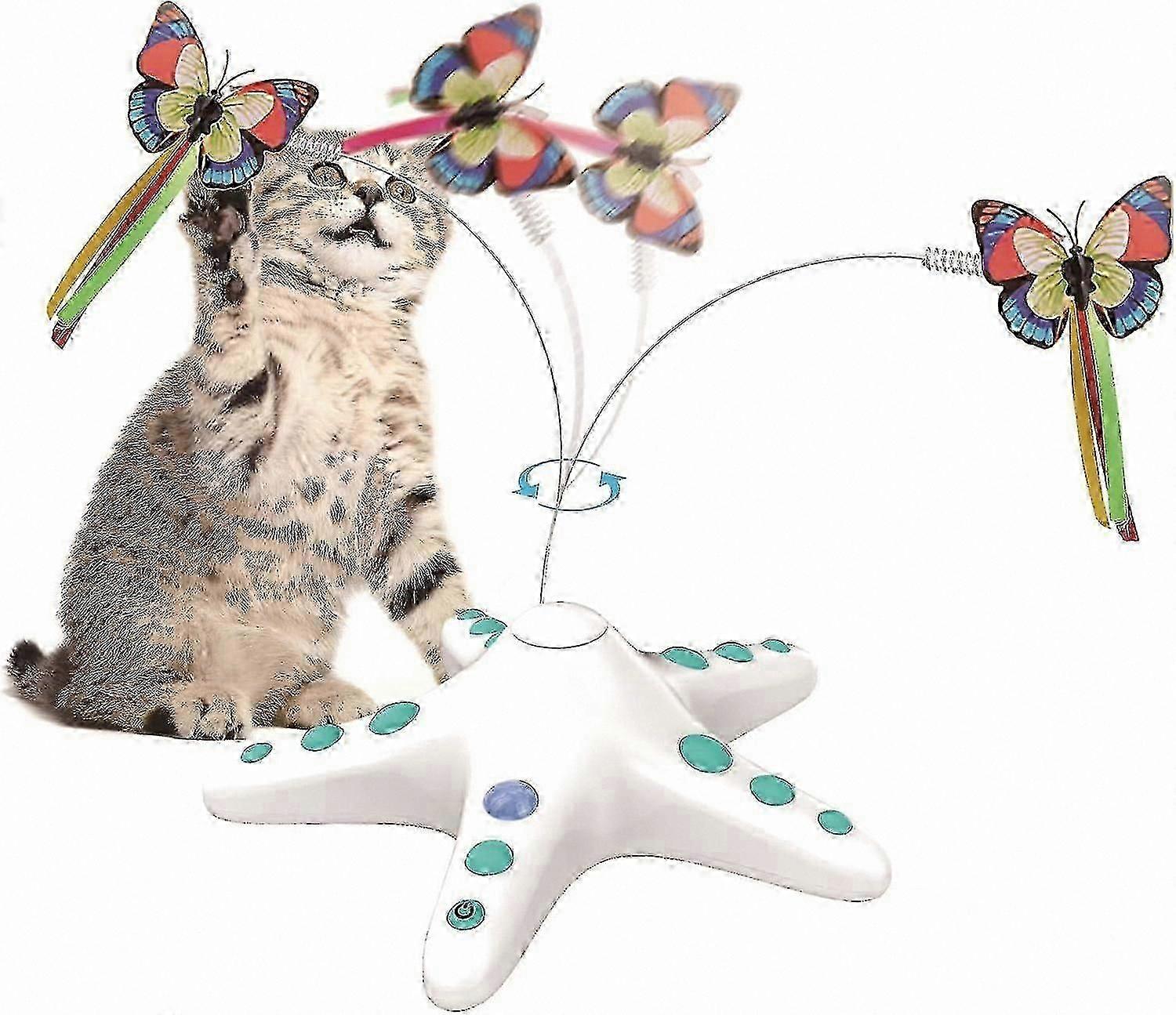 360 Rotating Blue Interactive Cat Toy Electronic Butterfly with Sensor Switch