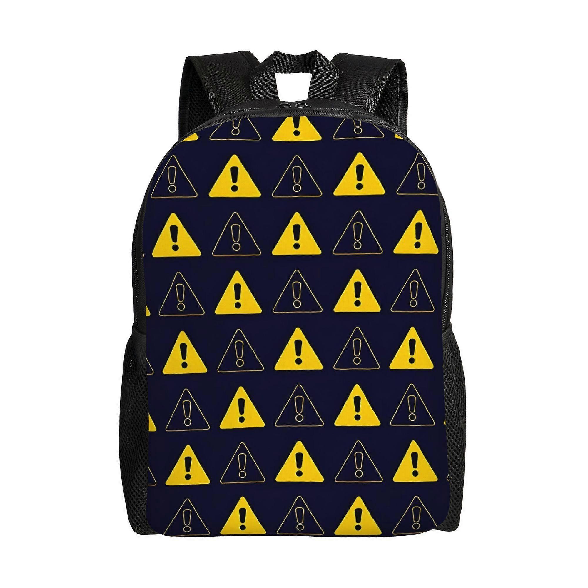 Yellow Warning Error Pattern Printed Backpack - Tech-Themed Caution Design Backpack Suitable for Work Commuting, Travel & Weekenders, Adjustable Strap