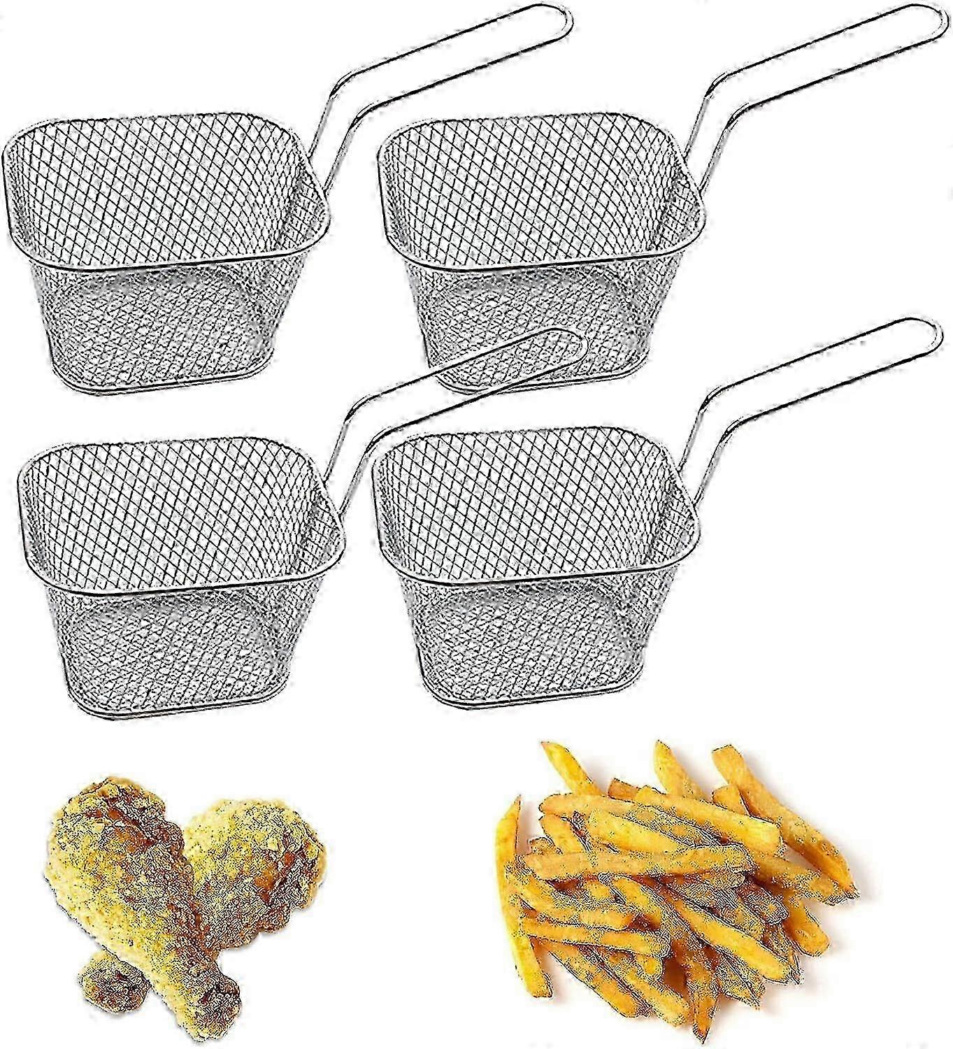 Mini Snack Serving Baskets Stainless Steel 4 Pack