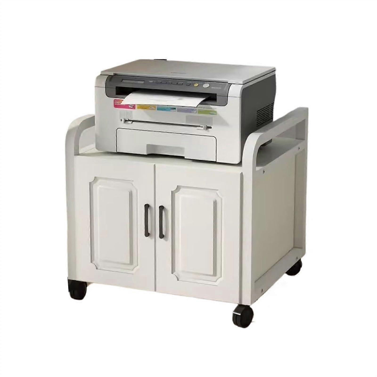 Printer Stand with Storage and Wheels, Under Desk Home Office Printer Table, Stable Compact Design
