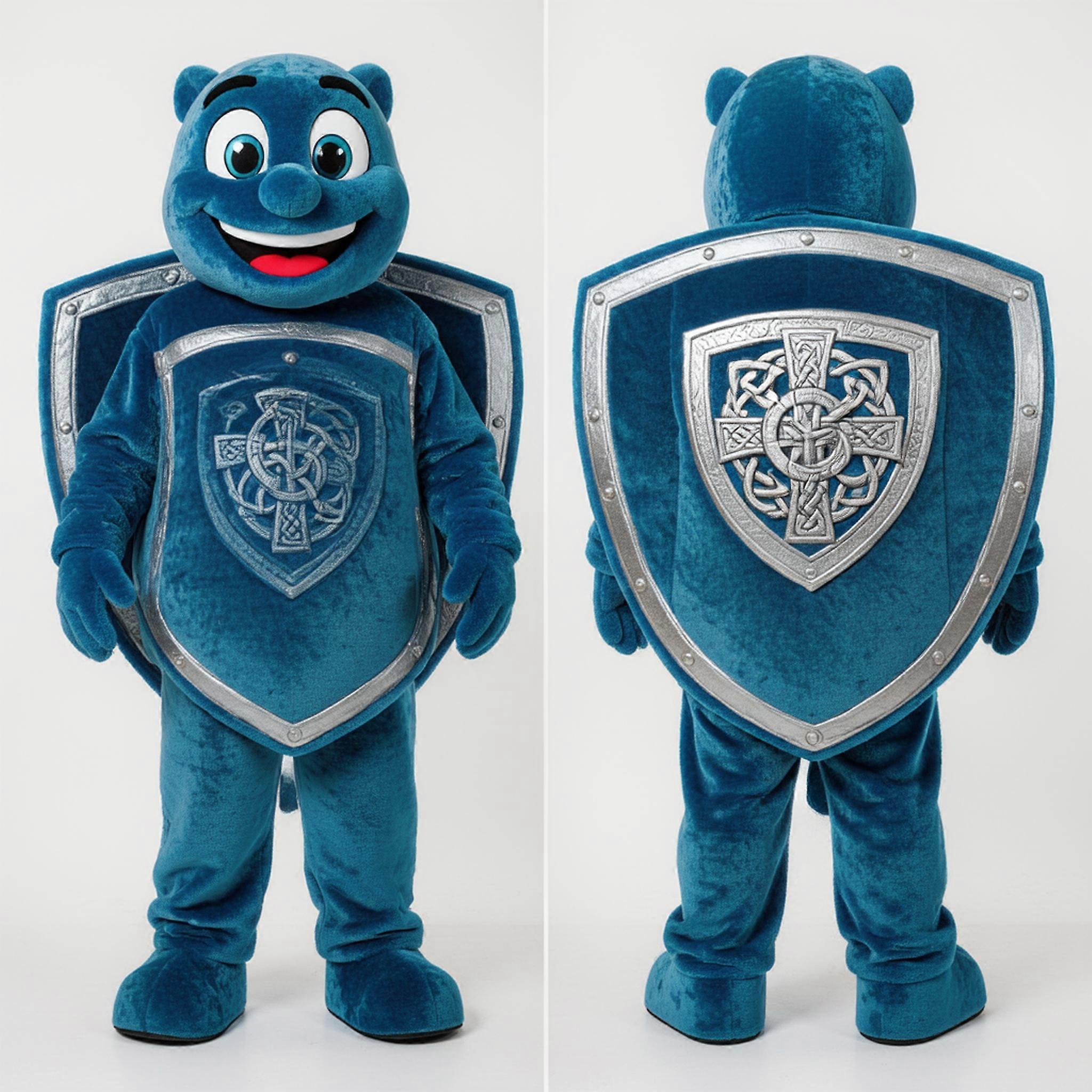 MASTICOT Blue Detailed Celtic Shield Mascot