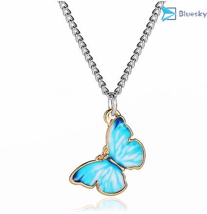 Fashion Retro Korean Butterfly Earrings Necklace Bracelet Set Women Pendant Choker Chain