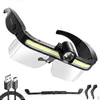 Lunettes LED rechargeables USB-C avec éclairage mains libres pour la course nocturne, le camping, la pêche et le cyclisme.