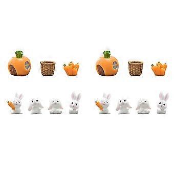 14X Resin Bunny Carrot Animal Figurine Easter Christmas Home Decor Miniature Garden Cake Decoration Doll House Decor_qt5